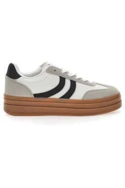 Sneakers Flatform Bianche con Dettagli Nerti Cafè Cost BKTZ3003