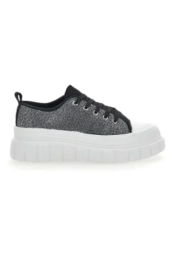 Sneakers Flatform 268603 Nere con Strass