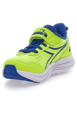 Sneakers Gialle Fluo e Blu con Velcro e Lacci Elastici Diadora Snipe 2 JR