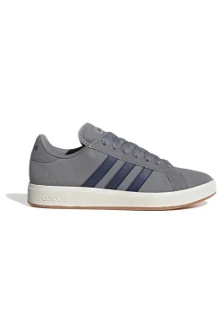 Sneakers grigie in pelle con strisce blu Adidas Grand Court Base 00s