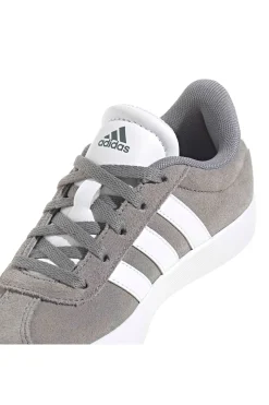 Sneakers grigie in suede con 3 strisce bianche Adidas VL Court 3.0 K