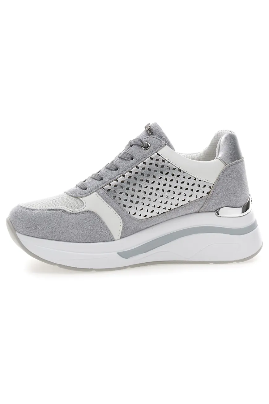 Sneakers grigie traforate con zip e zeppa Inblu 481IN