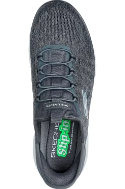 Sneakers grigio antracite slip-on con soletta memory foam Skechers Summits Key Pace da Uomo