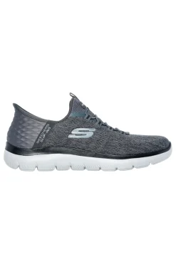 Sneakers grigio antracite slip-on con soletta memory foam Skechers Summits Key Pace da Uomo