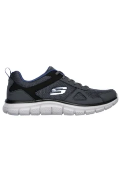 Sneakers grigio e blu in pelle e mesh con Memory Foam Skechers Track Scloric