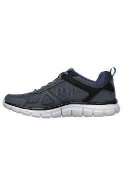 Sneakers grigio e blu in pelle e mesh con Memory Foam Skechers Track Scloric