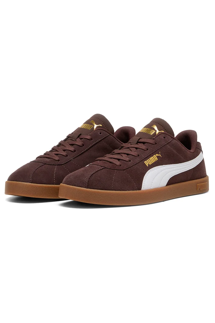 Sneakers marroni in suede con logo oro Puma Club II