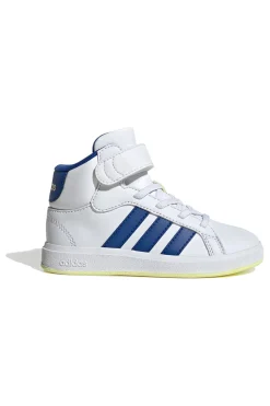 Sneakers Mid-Cut bianche e Blu con dettagli colorati ADIDAS GRAND COURT MID K