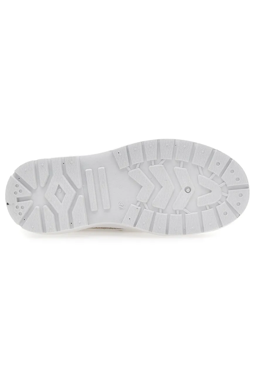 Sneakers Mid Cut Cotton Belt Linen Beige