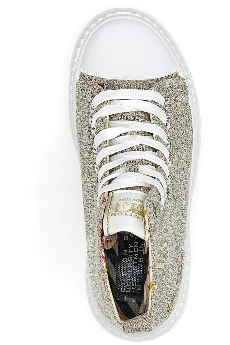 Sneakers Mid Cut Cotton Belt Linen Beige