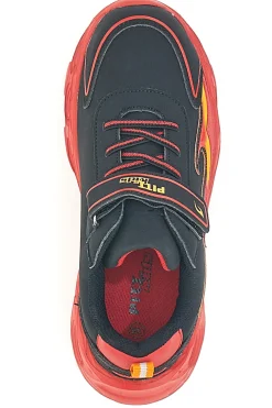 Sneakers Nere con Fiamma Rossa Laterale e Luci Pitt Kids K22886