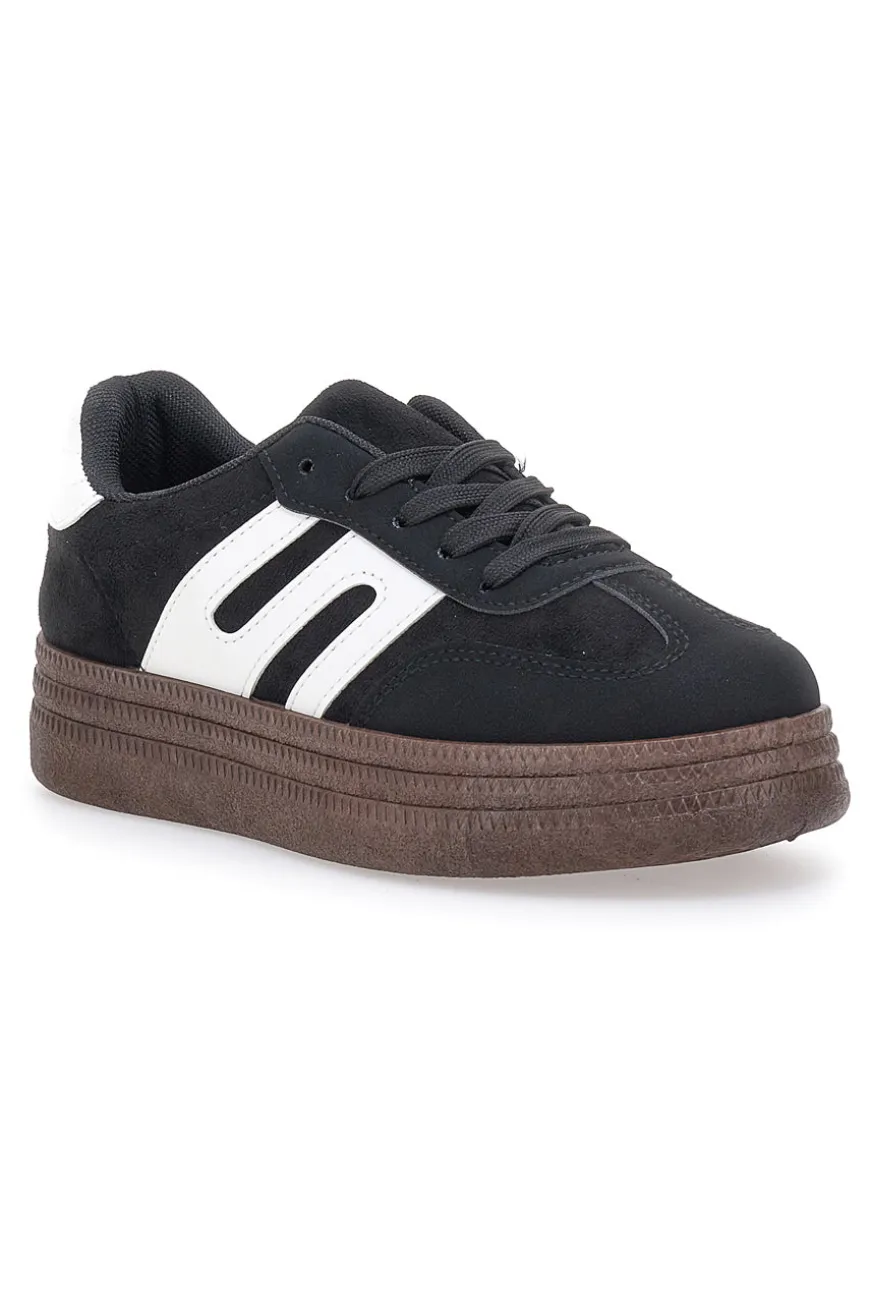 Sneakers Nere e Bianche Con Flatform First Lady 016