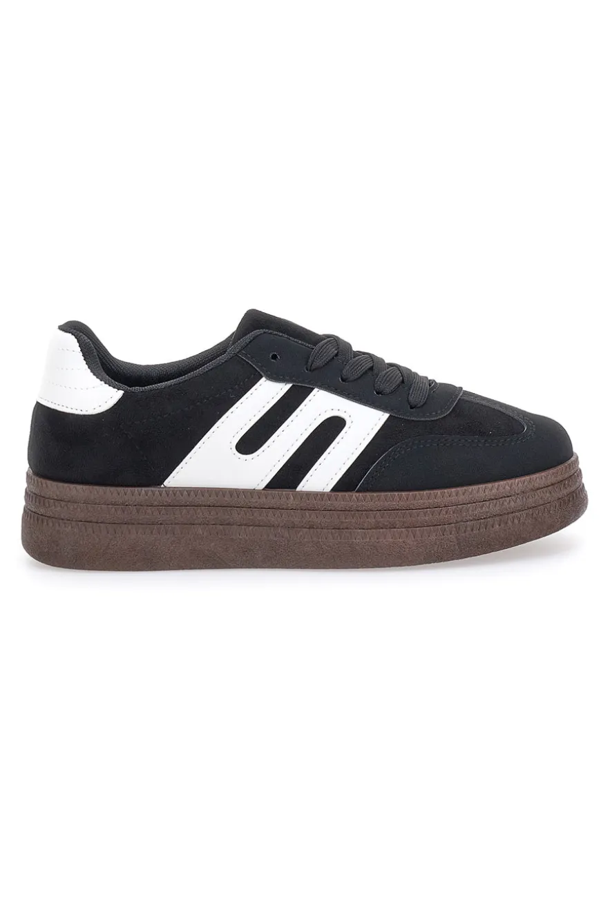 Sneakers Nere e Bianche Con Flatform First Lady 016