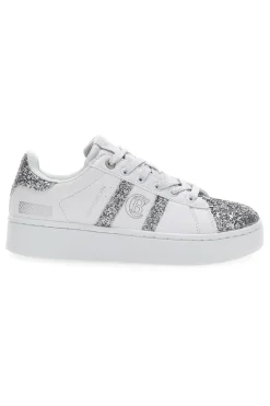 Sneakers Platform Cotton Belt Yard Glitter Bianche
