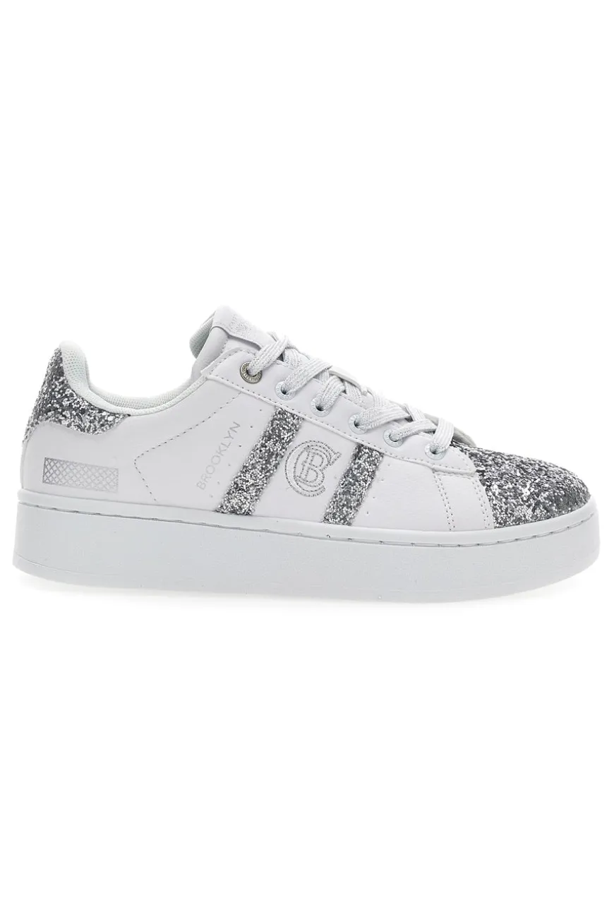Sneakers Platform Cotton Belt Yard Glitter Bianche