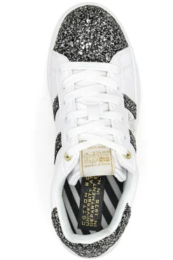 Sneakers Platform Cotton Belt Yard Glitter Bianche