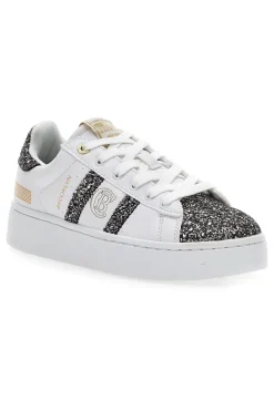 Sneakers Platform Cotton Belt Yard Glitter Bianche