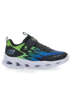 Sneakers Skechers S Lights Vortex Flash Zorent Verdi e Nere