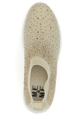 Sneakers Slip On Beige con Strass Me & Me 090263
