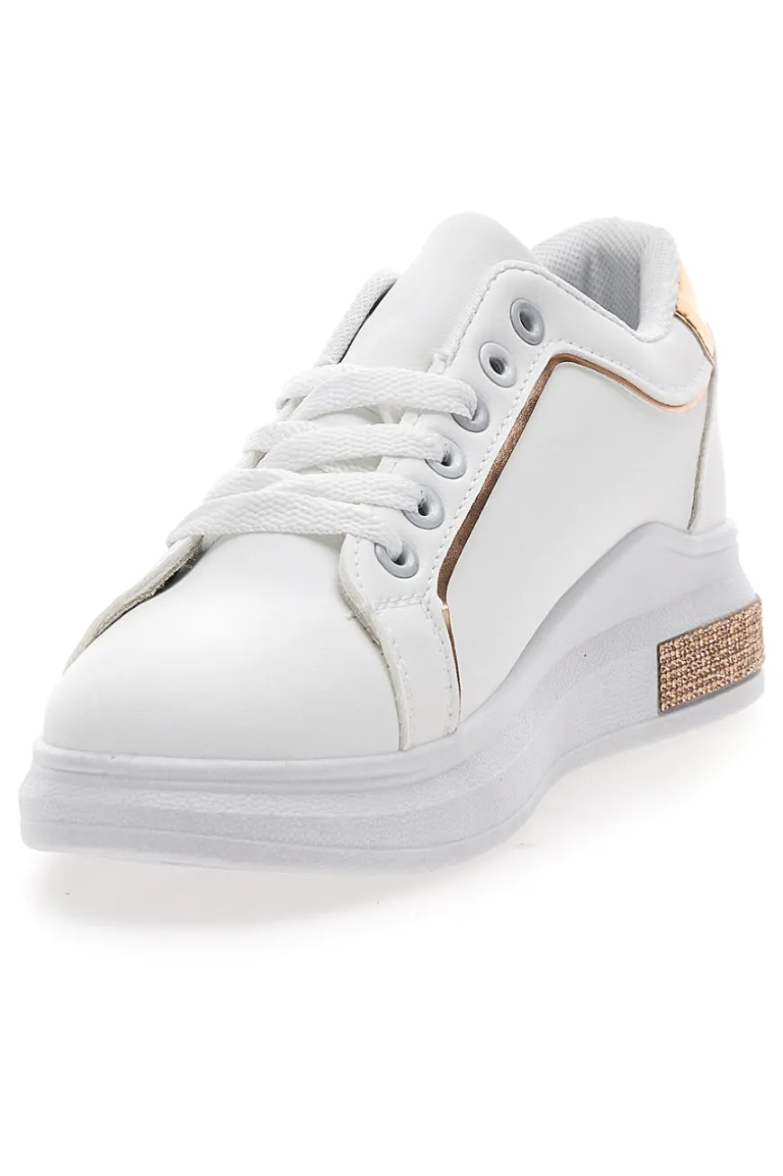 Sneakers traforate bianche con dettaglio oro CAFE' COST BK2440