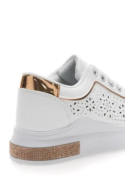 Sneakers traforate bianche con dettaglio oro CAFE' COST BK2440