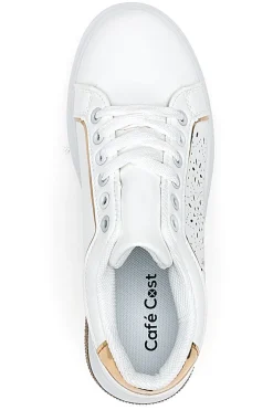 Sneakers traforate bianche con dettaglio oro CAFE' COST BK2440
