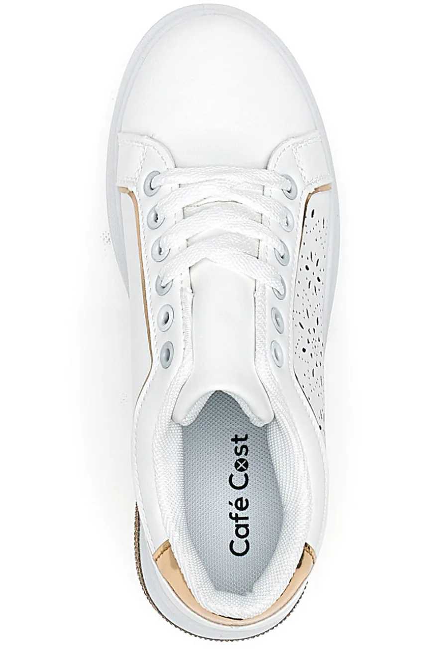 Sneakers traforate bianche con dettaglio oro CAFE' COST BK2440