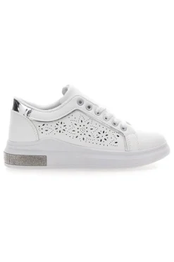 Sneakers traforate bianche con dettaglio argento CAFE' COST BK2440