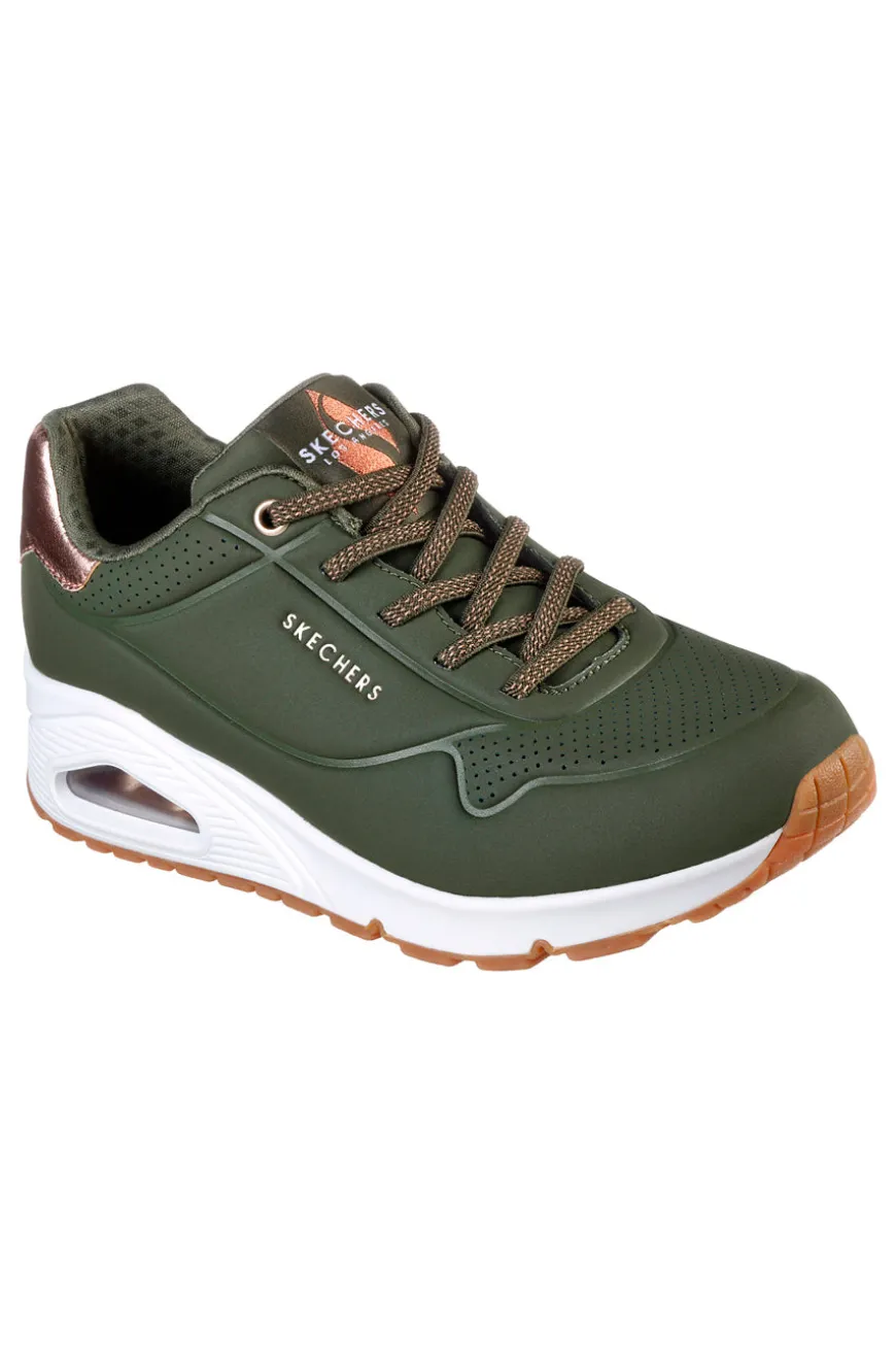 Sneakers verde militare con dettagli metallici Skechers Uno Shimmer Away