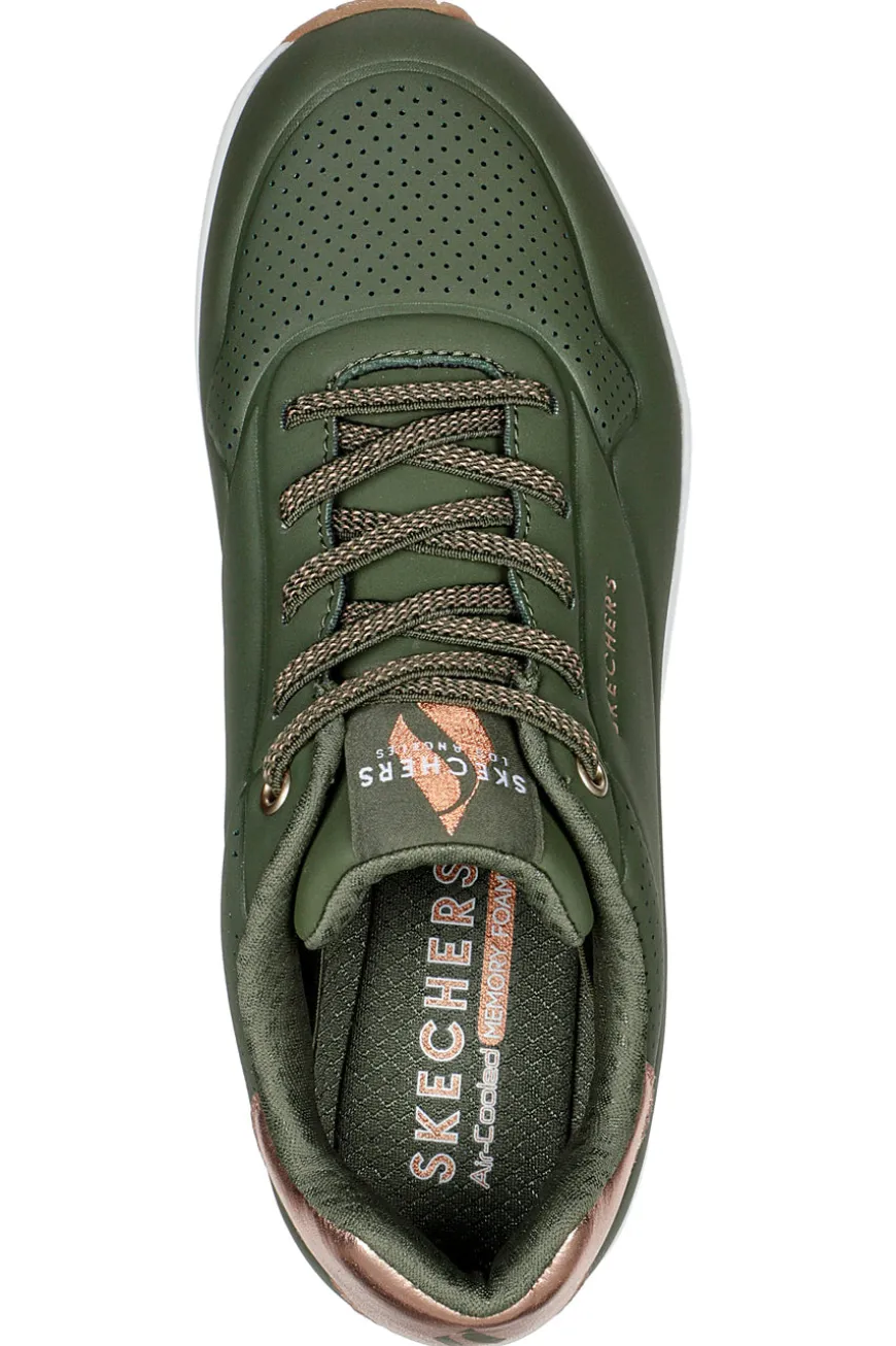 Sneakers verde militare con dettagli metallici Skechers Uno Shimmer Away