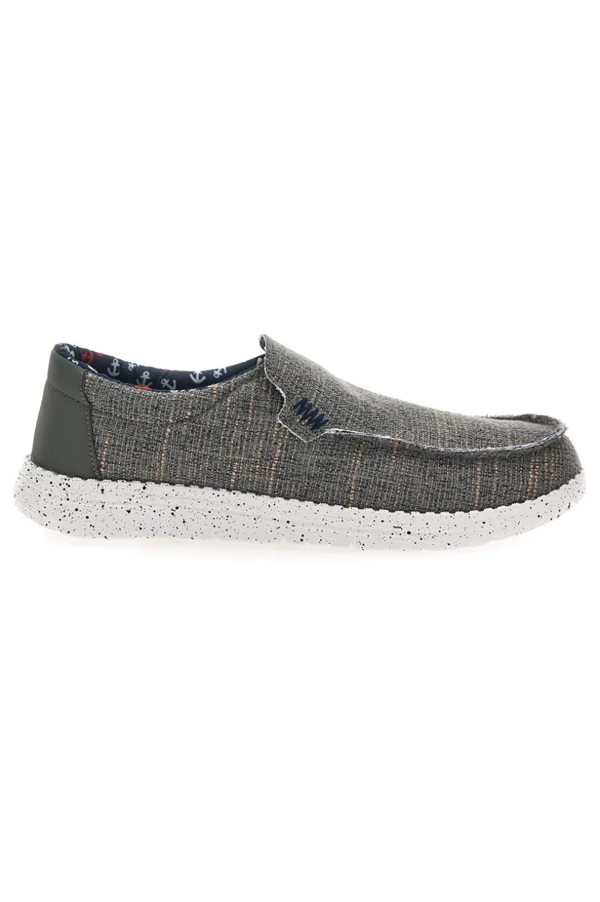 Sneakers Verde Militare Slip-On In Tela Canguro CA930