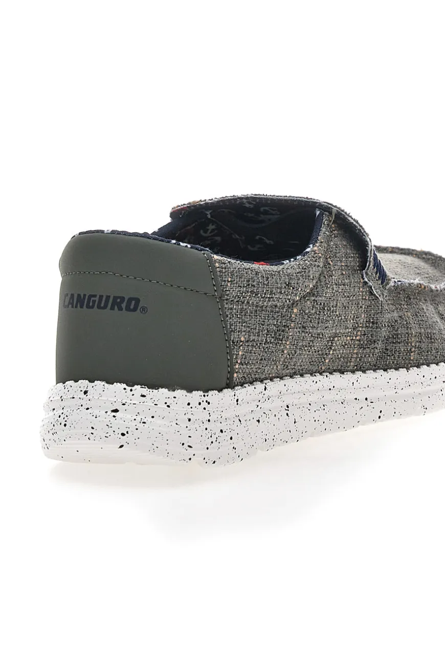 Sneakers Verde Militare Slip-On In Tela Canguro CA930