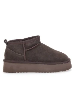 Stivaletti Flatform Testa di Moro in Vera Pelle Scamosciata con Pelo Pittarello Wow 3547