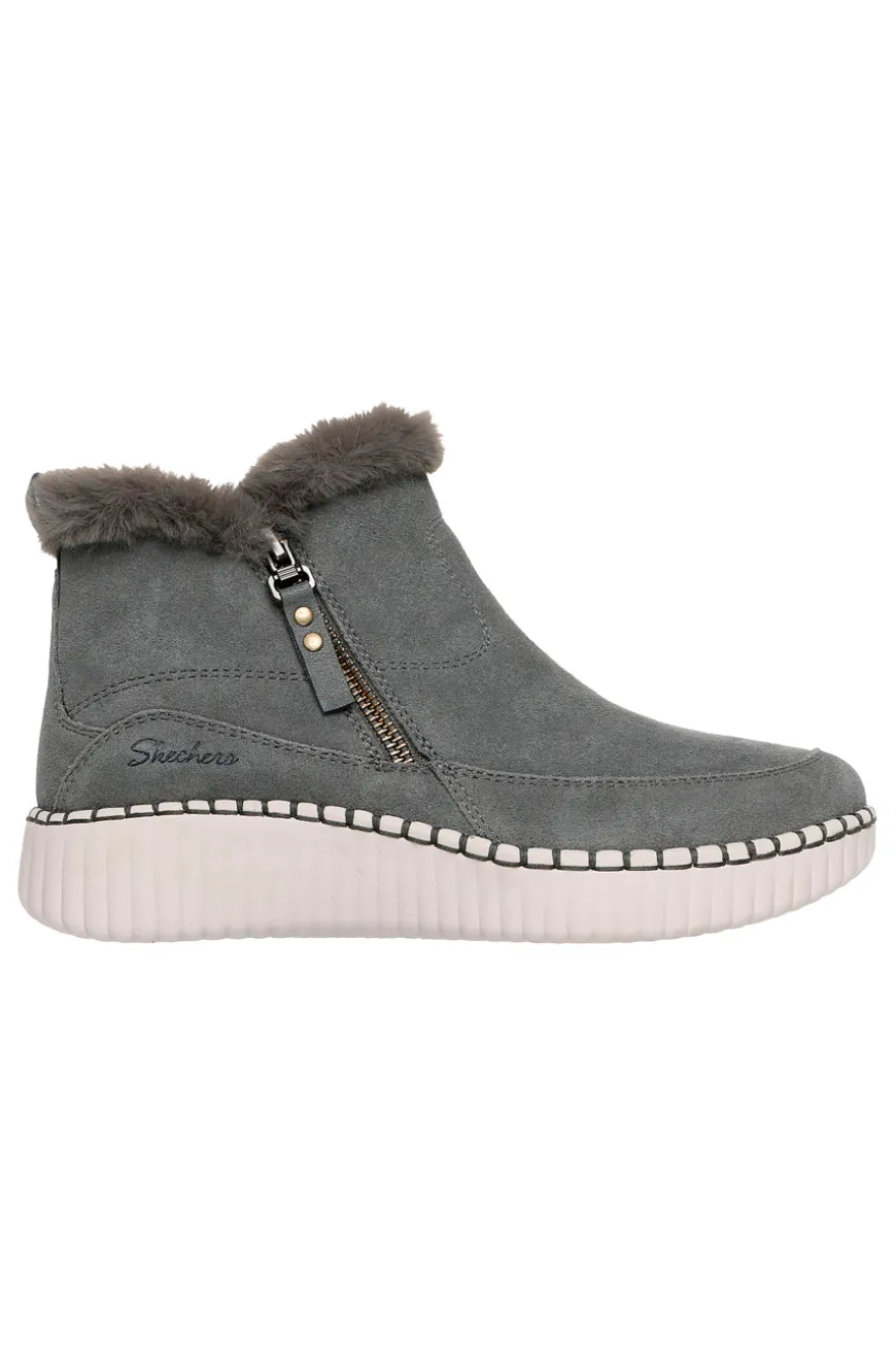 Stivaletti grigi in suede con pelliccia e Memory Foam Skechers Wilshire Blvd Fresh Zip