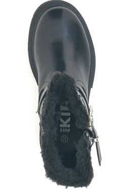 Stivaletti neri con pelliccia interna e fibbie Pitt kids SKBS1015