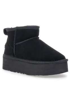 Stivaletti Neri con Pelo e Tomaia in Pelle MON DIEU WD5002SA