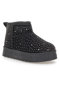 Stivaletti neri con strass e interno caldo con pelo Grazie Girls GB2030