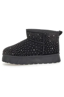 Stivaletti neri con strass e interno caldo con pelo Grazie Girls GB2030