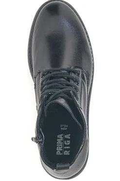 Stivaletti neri stringati in vera pelle Prima Riga CS07LIEGI