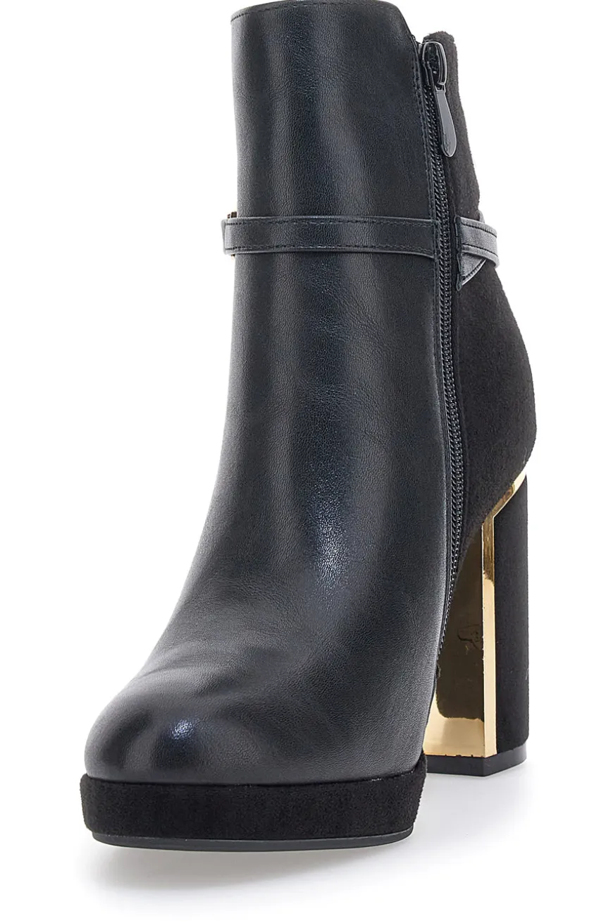 Stivaletti Nero con Tacco Alto e Plateau e Dettagli Dorati Le Havre Paris RQ23WT7