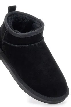 Stivaletti Pantofole neri con pelo effetto scamosciato Mon Dieu L1200