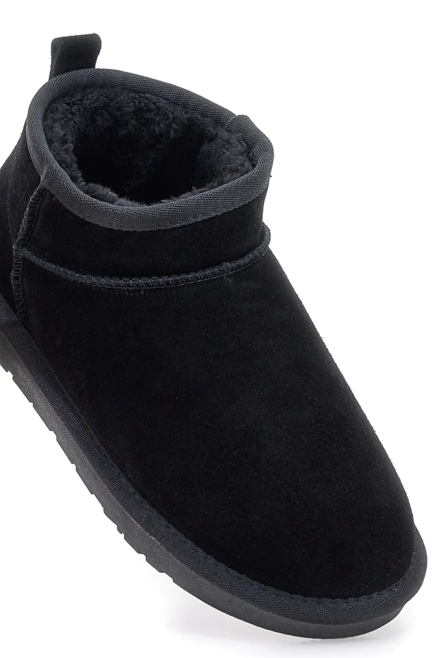 Stivaletti Pantofole neri con pelo effetto scamosciato Mon Dieu L1200