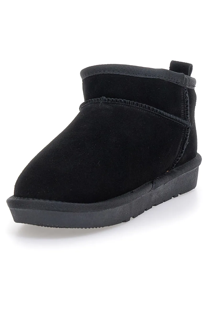 Stivaletti Pantofole neri con pelo effetto scamosciato Mon Dieu L1200
