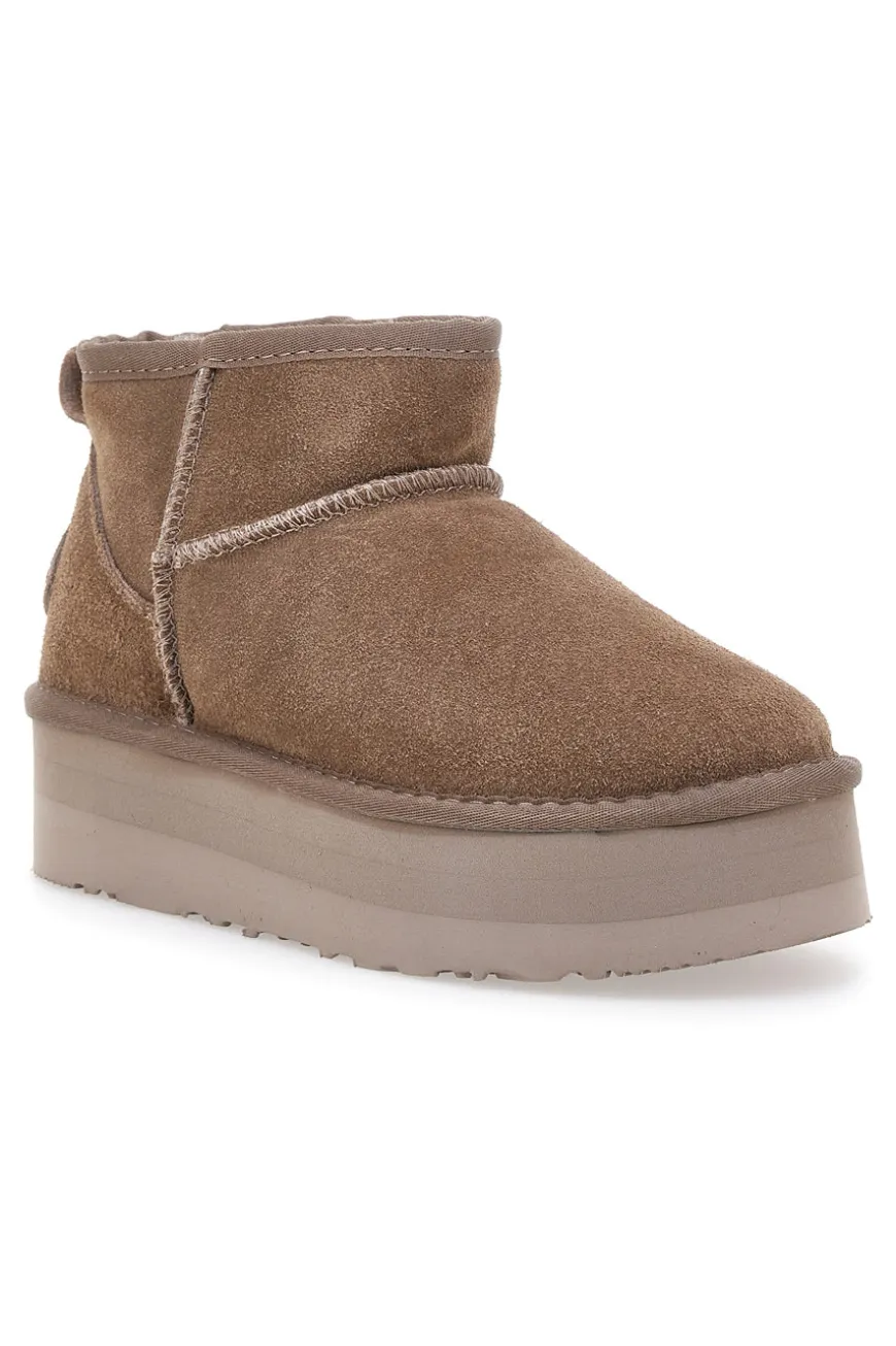 Stivaletti Taupe con Pelo e Tomaia in Pelle MON DIEU WD5002SA