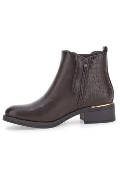 Stivaletti Tronchetti marroni con inserti elasticizzati e dettaglio stampa cocco Energy I254