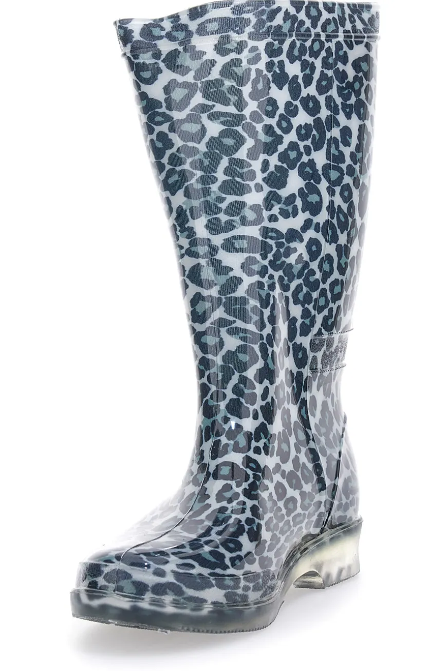 Stivali da Pioggia Neri Animalier In Gomma 2T2L 2103