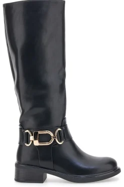 Stivali neri con fibbia dorata Le Havre Paris KSLTZ3036