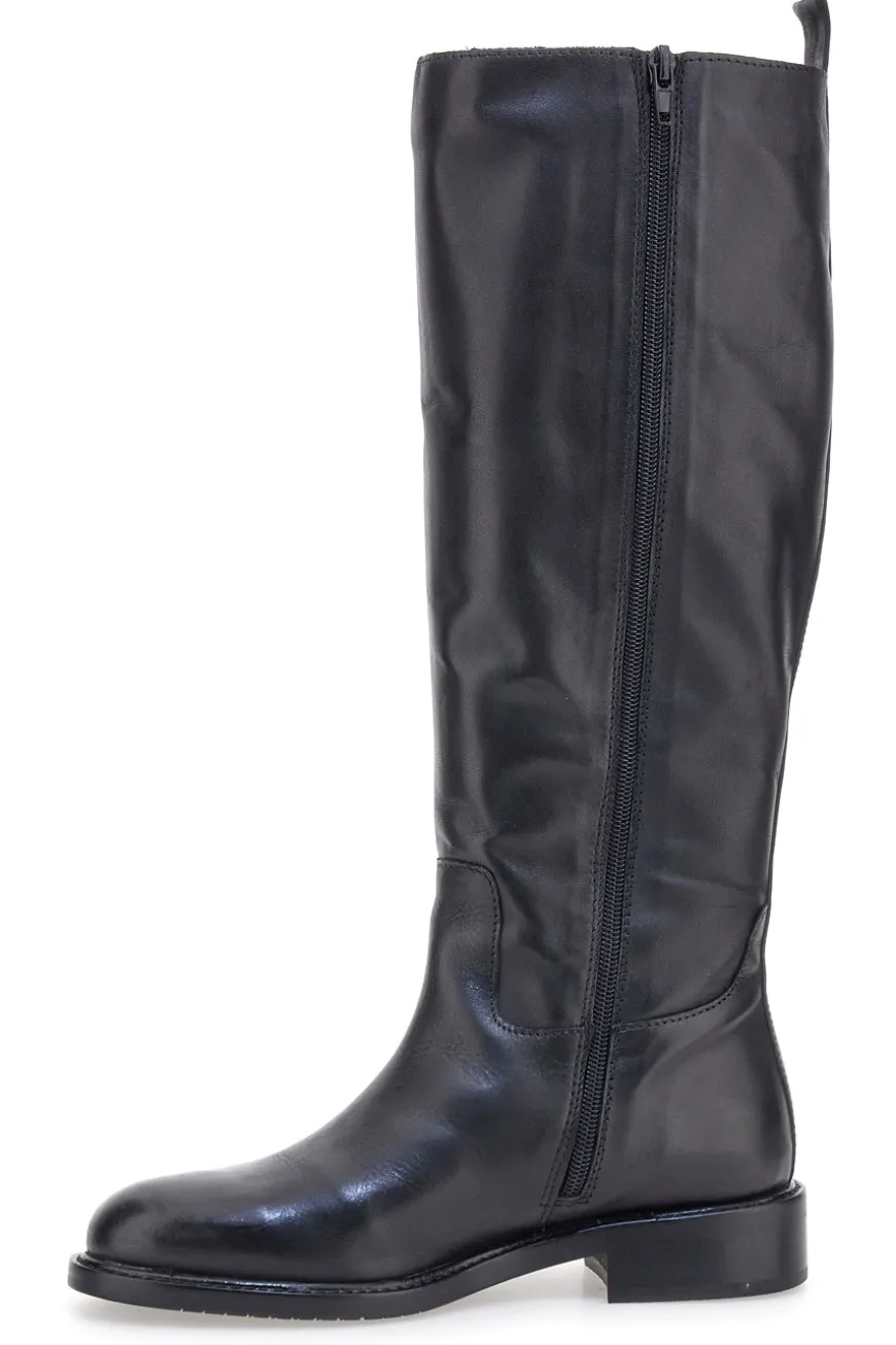 Stivali neri in pelle con fibbia Pittarello class LL2516