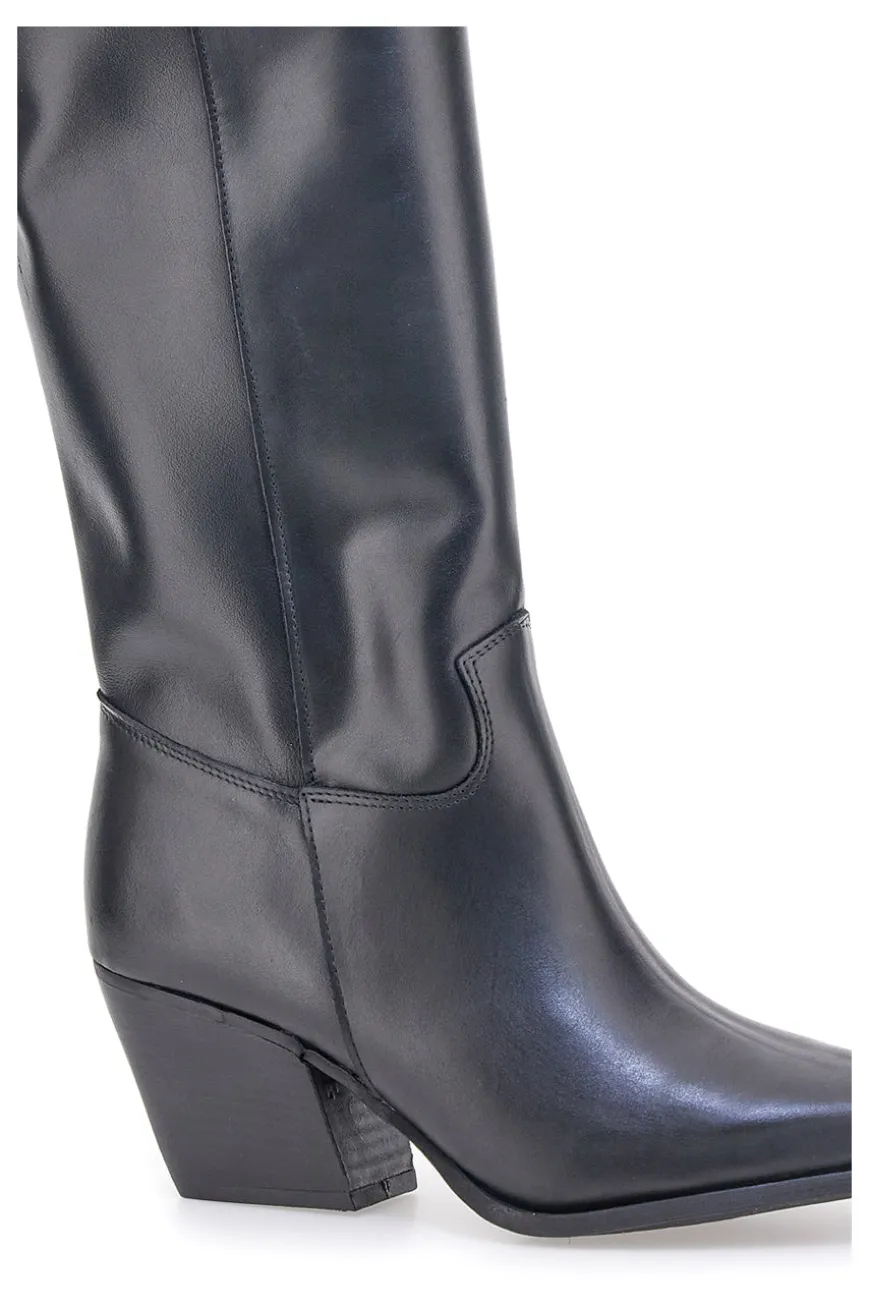 Stivali neri in vera pelle stile texano Pittarello love TEX902