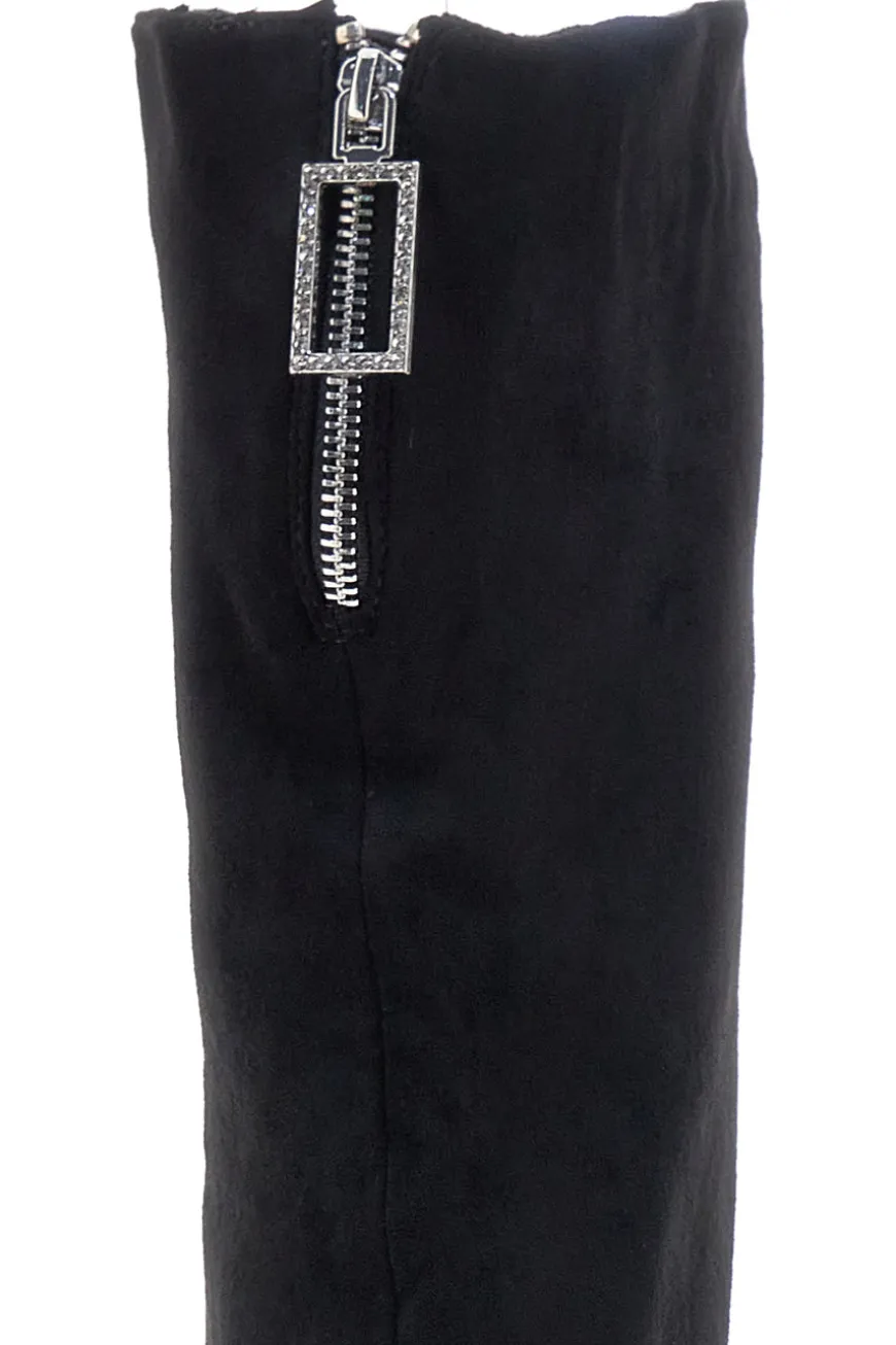Stivali neri sopra al ginocchio con zip gioiello Le Havre Paris 1983G425
